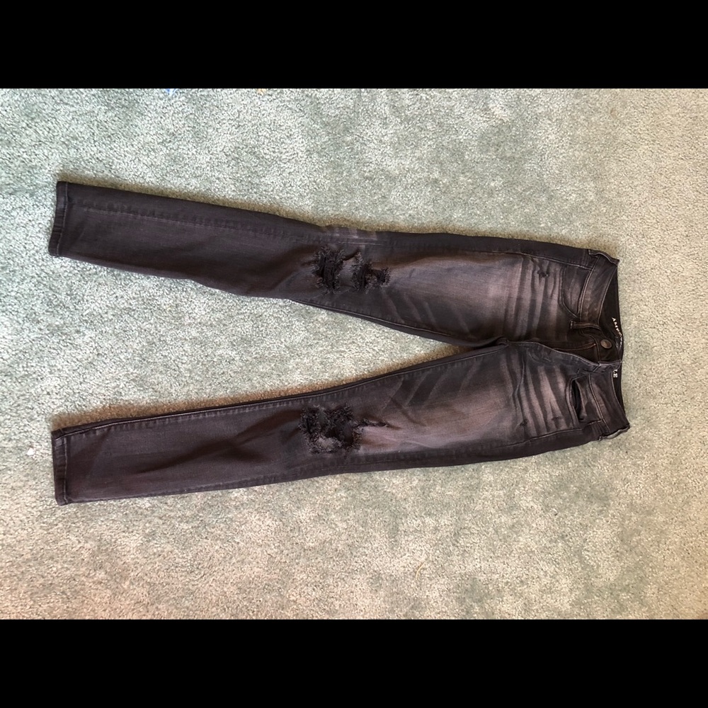 Black Faded Super stretch Distressed Jeans